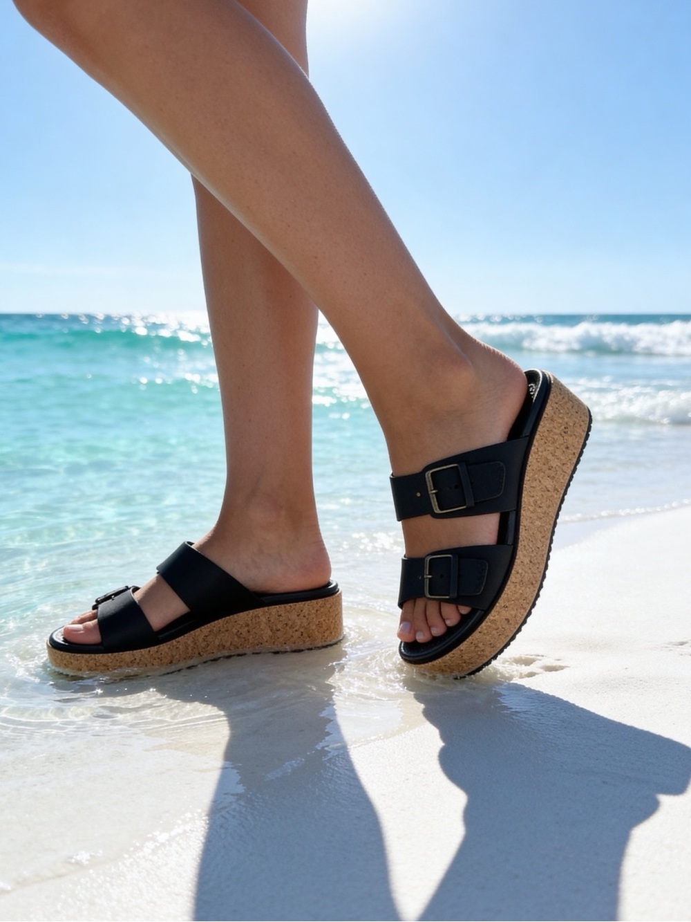 Women’s Crocs Brooklyn Cork Buckle Wedge Sandal size 7